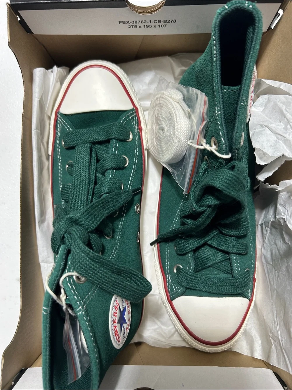 Converse High Top Sneakers - Forest Green with White/Red/Blue Details